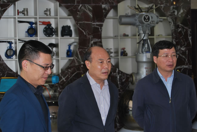 公司黨支部書記楊猛(右)、嘉定區(qū)副區(qū)長朱建江(中)、華亭鎮(zhèn)黨委書記沈培新